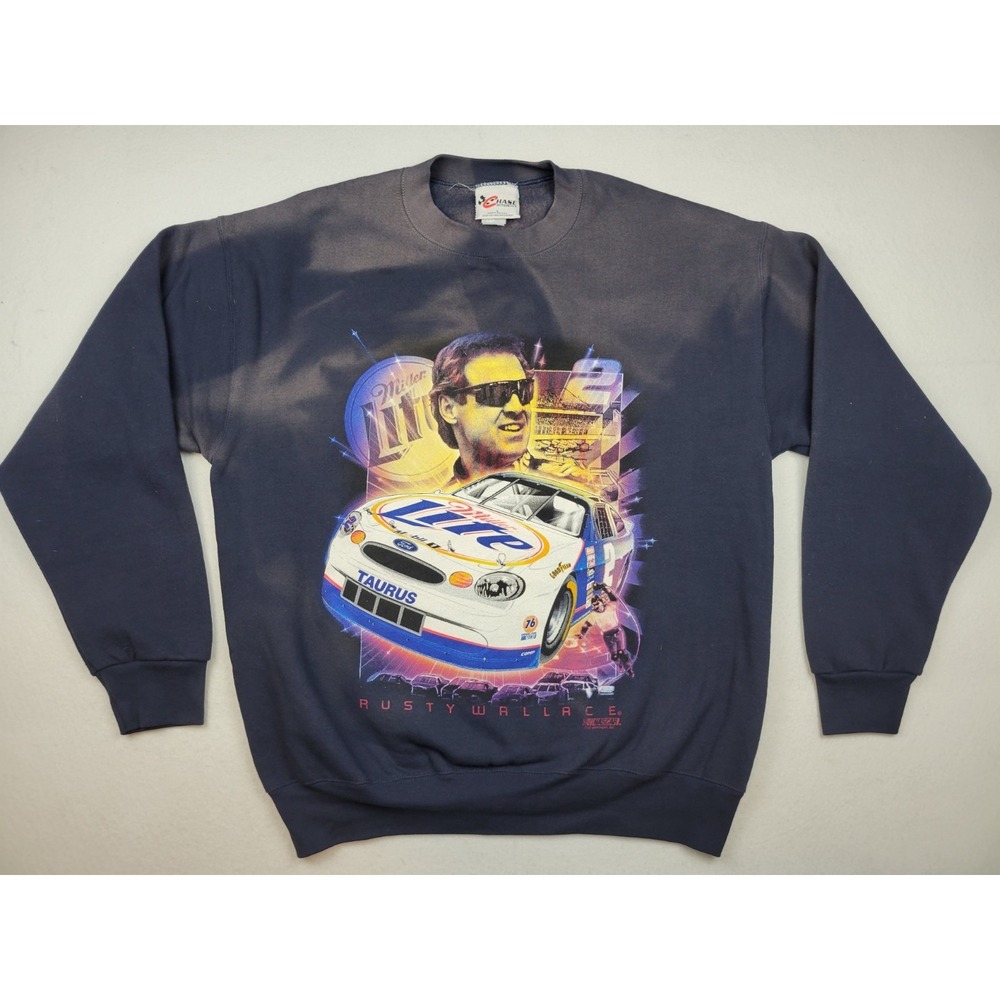 Chase Authentics Rusty Wallace Green Bay Packers Back Hit‎ Sweatshirt L **READ**